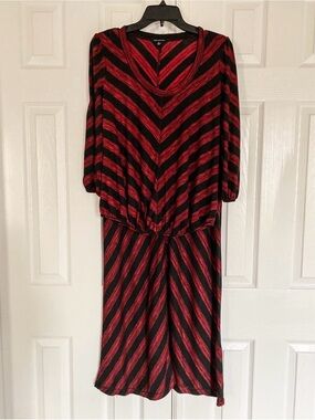 Max Edition Red and Black Striped Midi Top and Skirt Set